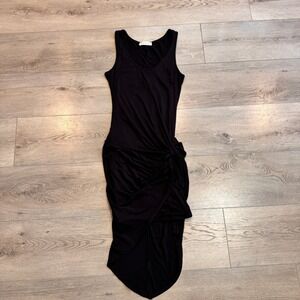 Stella Luce Black Tank Maxi Dress Twist Front Gathered Detail Sleeveless Small S